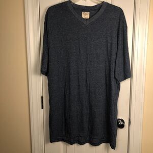 Alpha Beta Mens Blue Heather V-Neck T-Shirt Size 5X Soft Casual Basic Athleisure